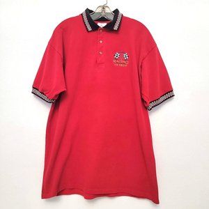 Circus Circus Racing Las Vegas RARE 90s Red w/ B&W Checkboard Flag Polo SZ Large